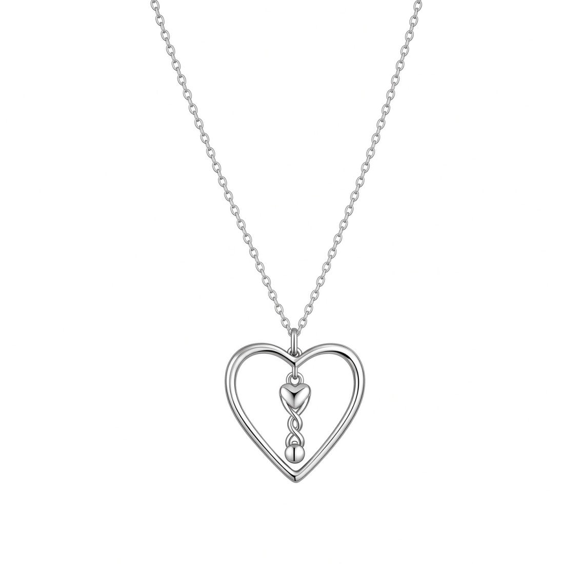 Silver Heart Infinity Necklace