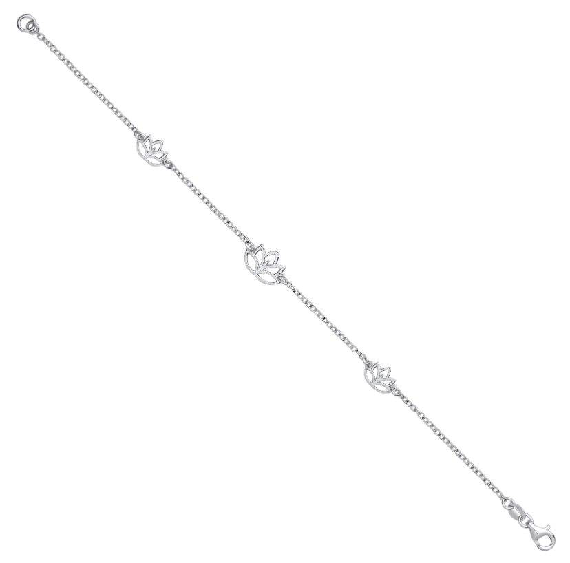 Silver Lotus Flower Bracelet