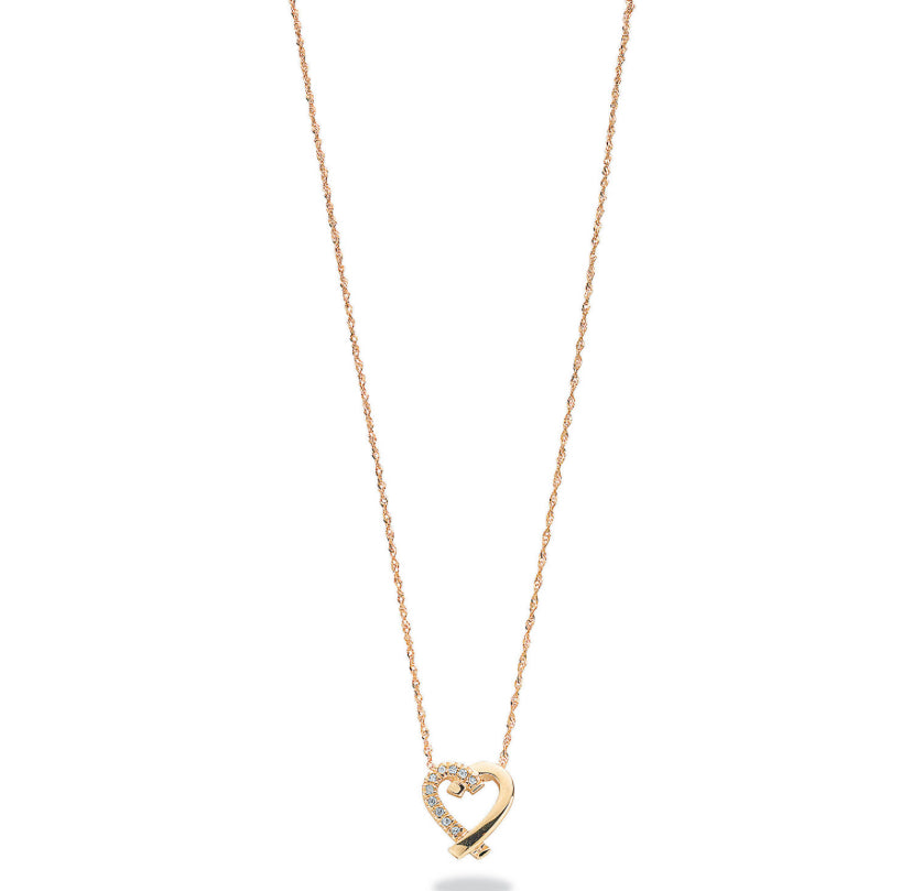 9ct Heart Kiss Necklace 0.05ct