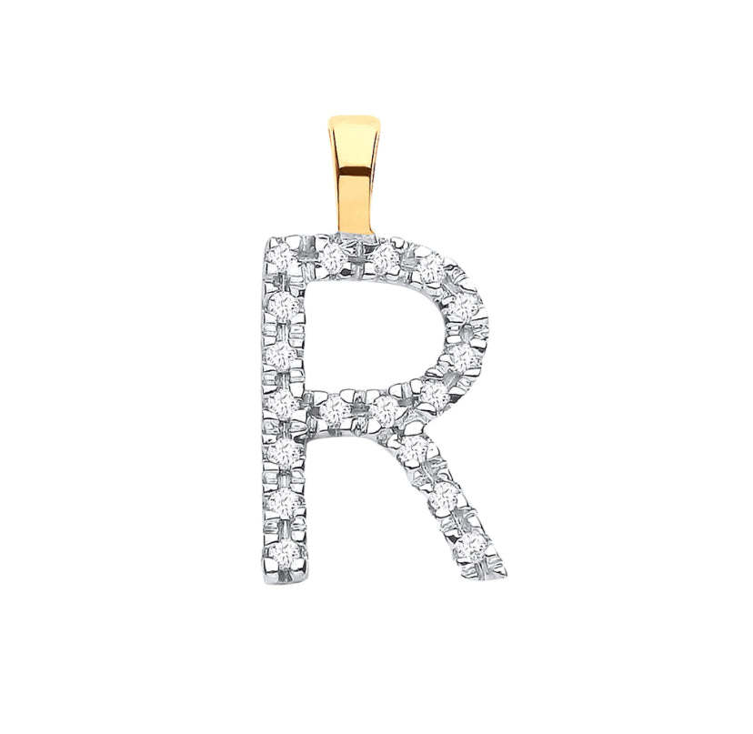 9ct Small Letter Pendants 0.05ct