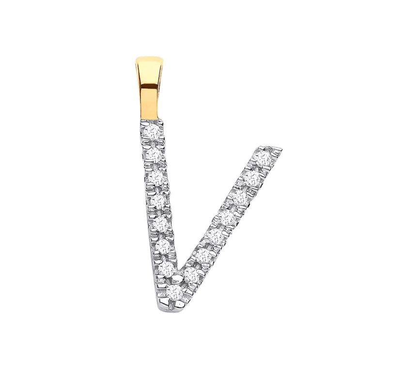 9ct Small Letter Pendants 0.05ct