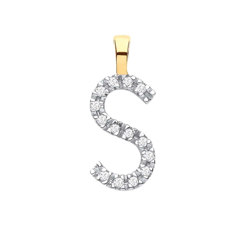 9ct Small Letter Pendants 0.05ct