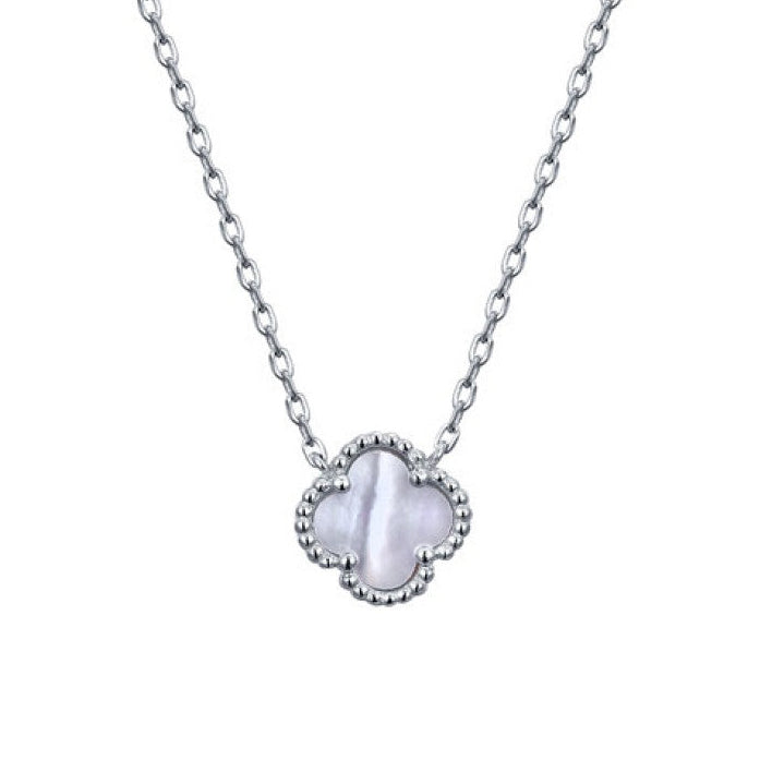 Silver MOP Clover Necklace