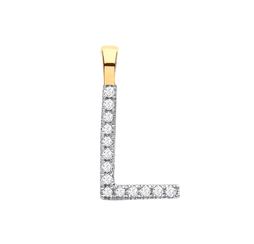 9ct Small Letter Pendants 0.05ct