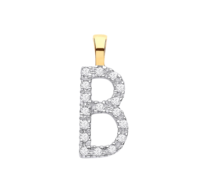 9ct Small Letter Pendants 0.05ct