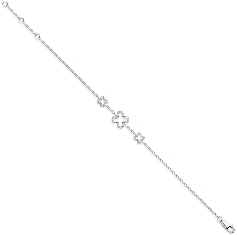 9ct WG Clover Bracelet 0.11ct