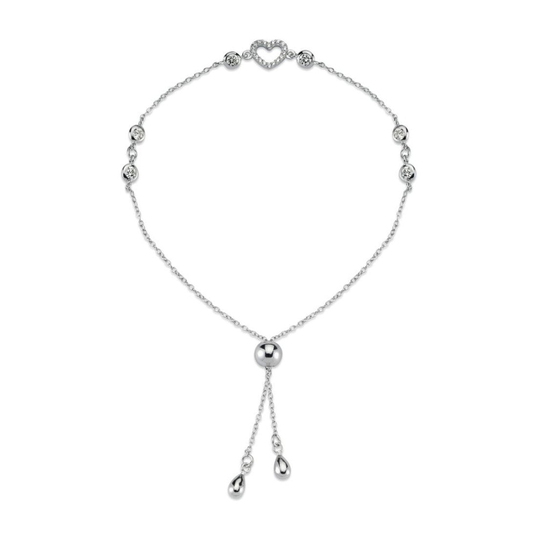 Silver Heart & Bead Bracelet