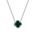 Silver Malachite Clover Necklace