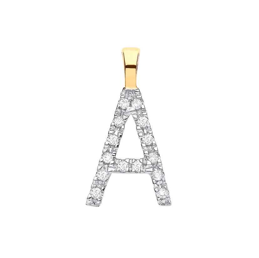 9ct Small Letter Pendants (0.05ct)