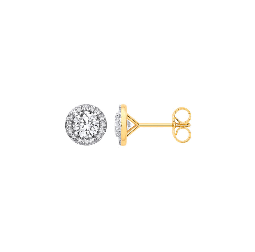 9ct Halo Studs 1.16ct Lab-Diamonds
