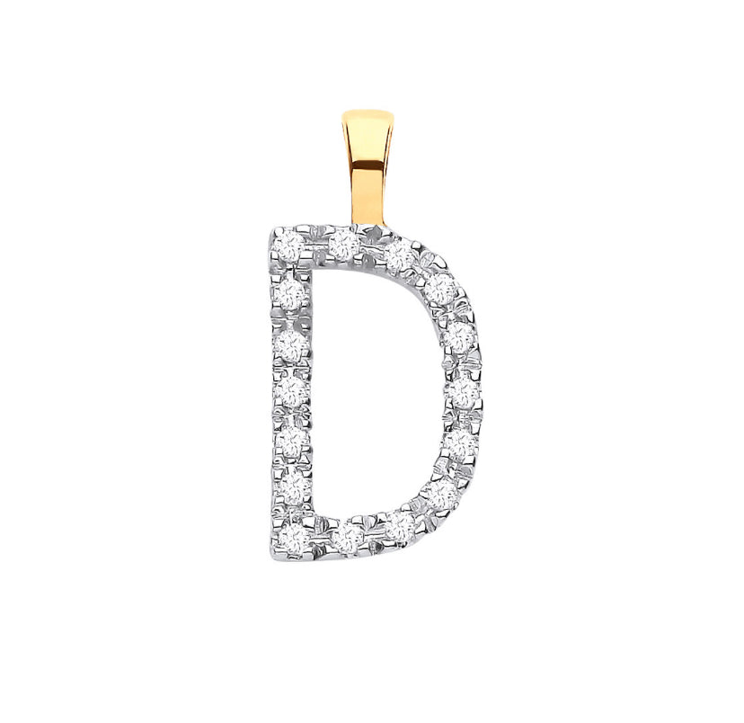 9ct Small Letter Pendants (0.05ct)