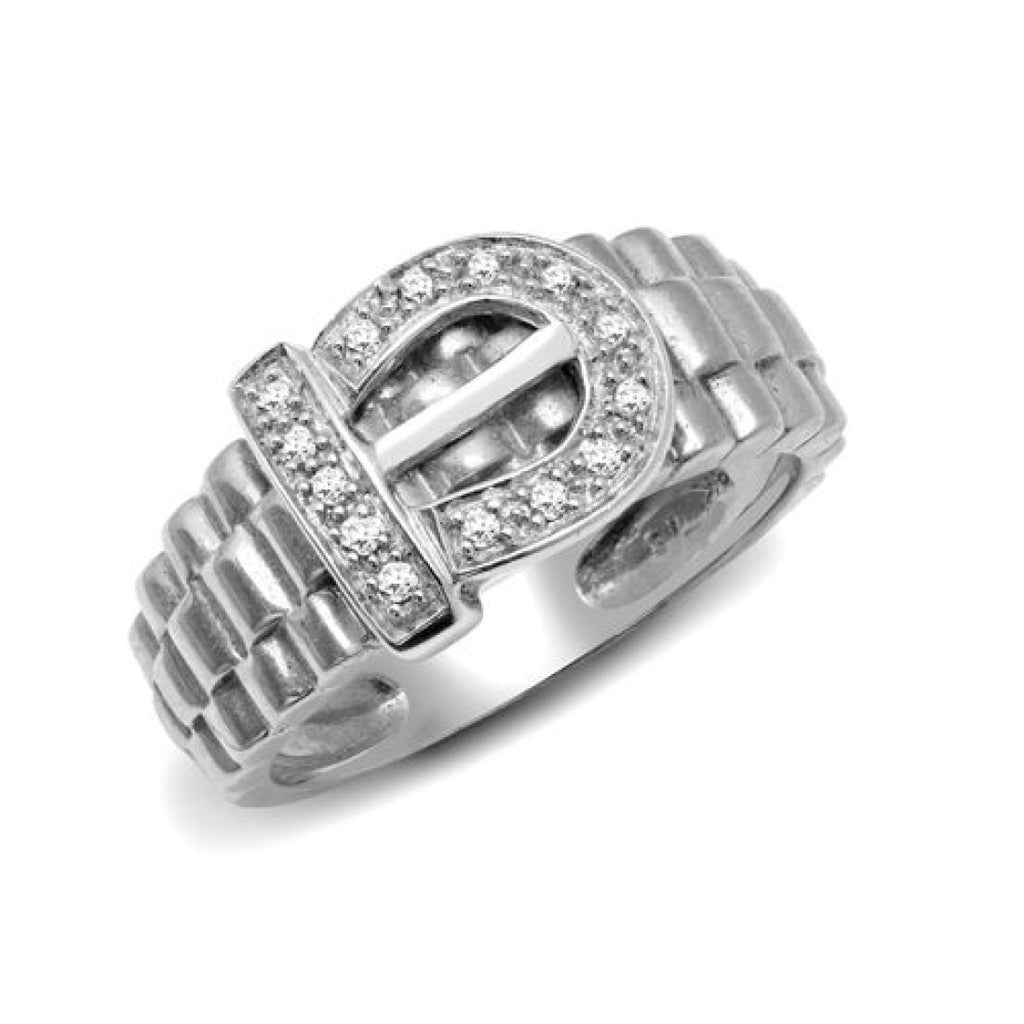 9ct W/G Buckle Ring (0.15ct)