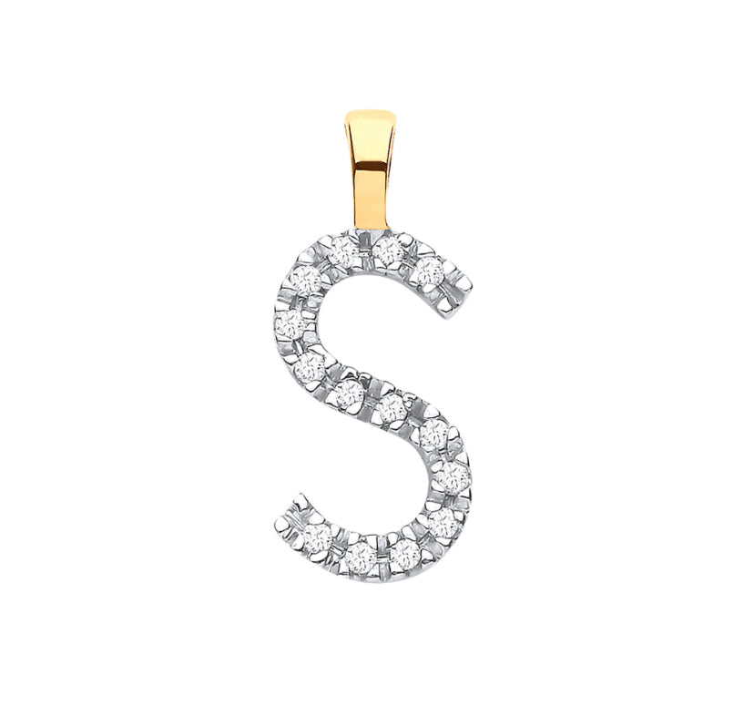 9ct Small Letter Pendants (0.05ct)