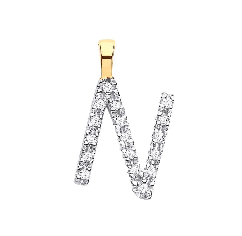 9ct Small Letter Pendants (0.05ct)