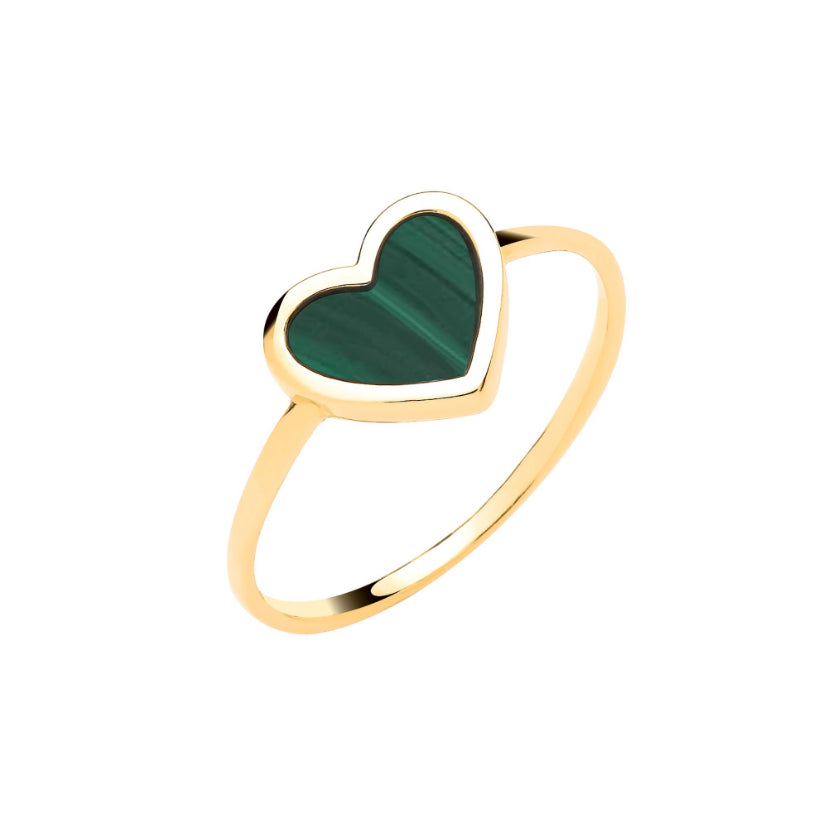 9ct Malechite Heart Ring