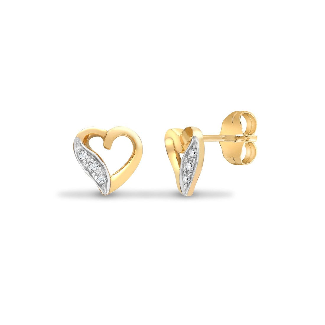9ct Open Heart studs (.06)