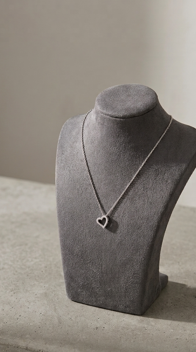 9ct Open Heart Necklace (0.13ct)
