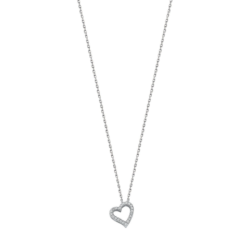 9ct Open Heart Necklace (0.13ct)