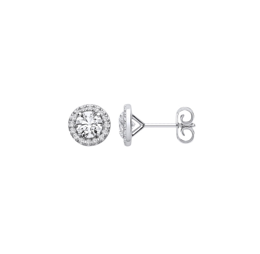 9ct WG Halo Studs 1.16ct Lab-Diamonds