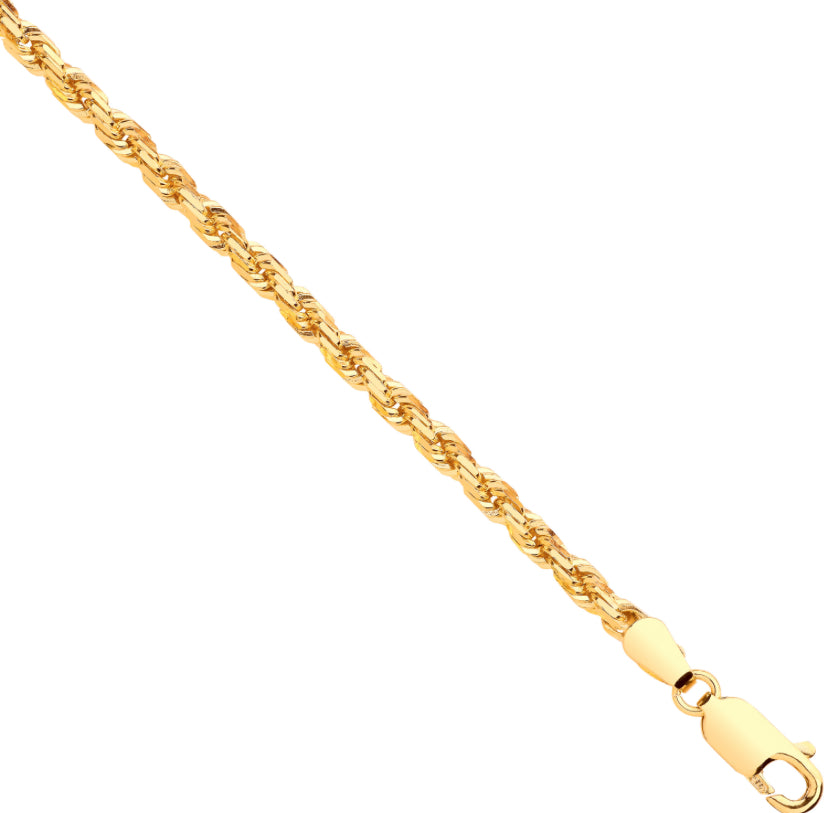 9ct 3mm D/C Rope Chain
