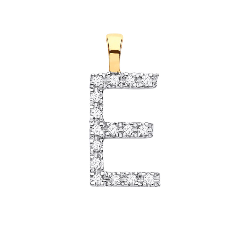 9ct Small Letter Pendants 0.05ct