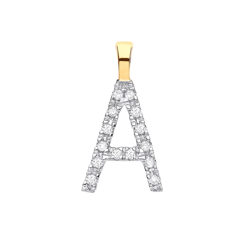 9ct Small Letter Pendants 0.05ct