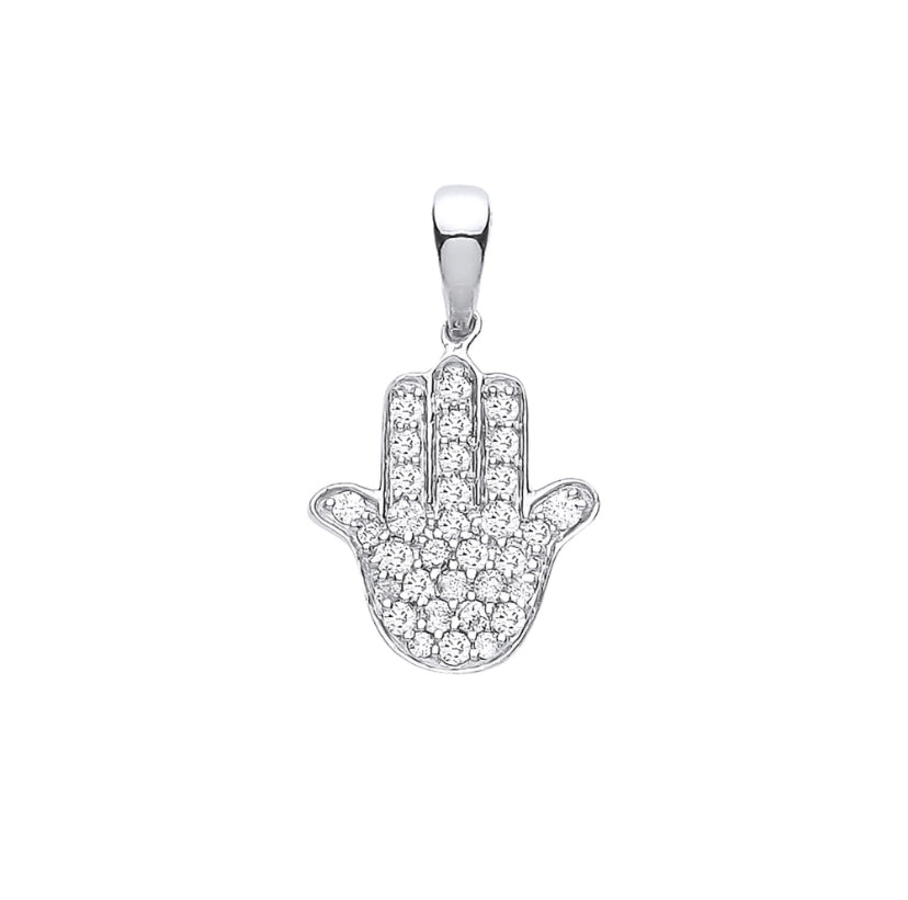 9ct Hamsa Hand Necklace 0.18ct