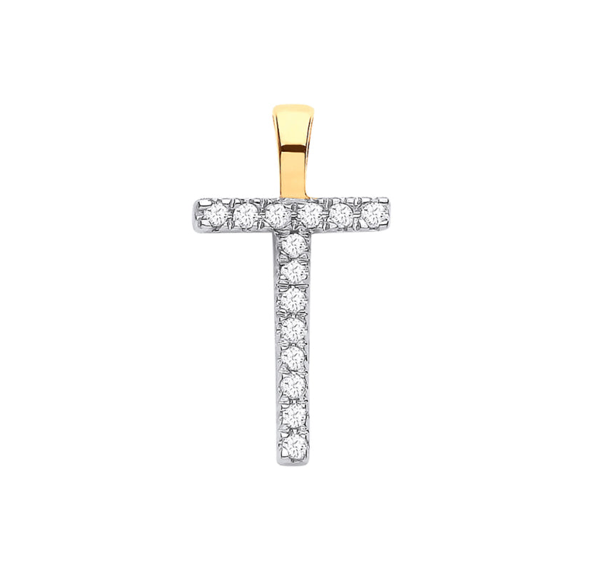 9ct Small Letter Pendants (0.05ct)