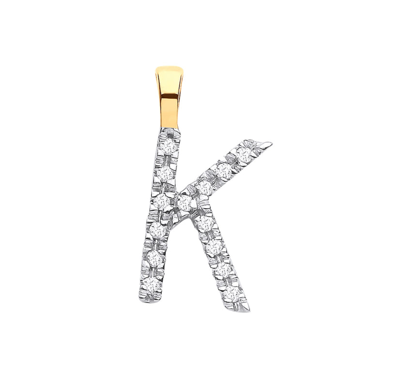 9ct Small Letter Pendants (0.05ct)