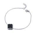 Silver Onyx Clover Bracelet
