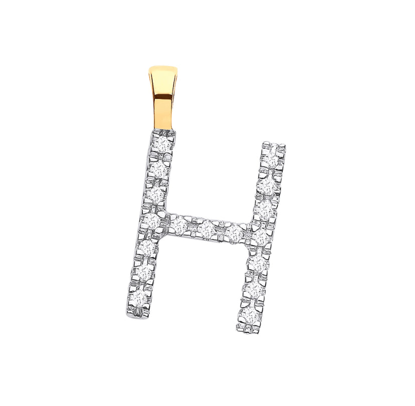 9ct Small Letter Pendants 0.05ct