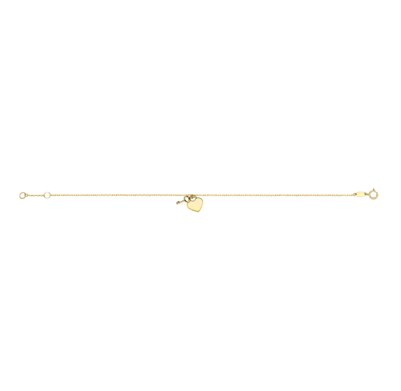 9ct Heart & Key Bracelet
