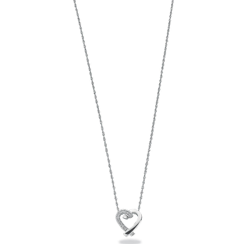 9ct Heart Kiss Necklace 0.05ct